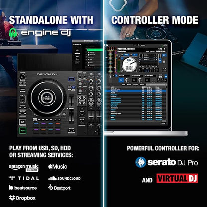 Denon DJ SC Live 4 DJ Controller and DMX Lighting Controller for Live Music, DJ sets, Events, Music production