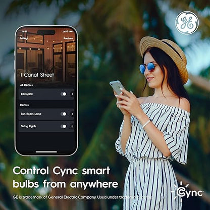 GE Cync PAR38 Smart LED Light Bulb, Color Changing Outdoor Floodlight, Compatible with Alexa and Google Home (4-Pack)