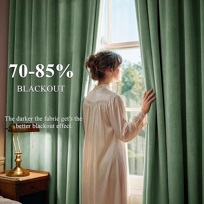 StangH Emerald Green Velvet Curtains - Room Darkening Thermal Insulated Velvet Drapes for Bedroom, Living Room, Home Theater - Super Soft Window Treatment with Pleat Tape, 52 x 84 Inch, 2 Panels