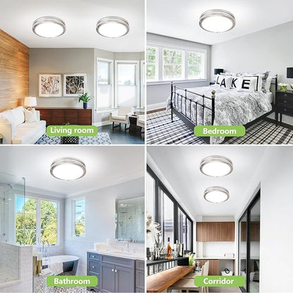 Flush Mount Ceiling Light - 4 Pack 36W 3000K/3500K/4000K/5000K/6000K Dimmable Led Ceiling Light Fixture for Kitchen Hallway Bedroom Bathroom (4, Brushed Nickel, 13)