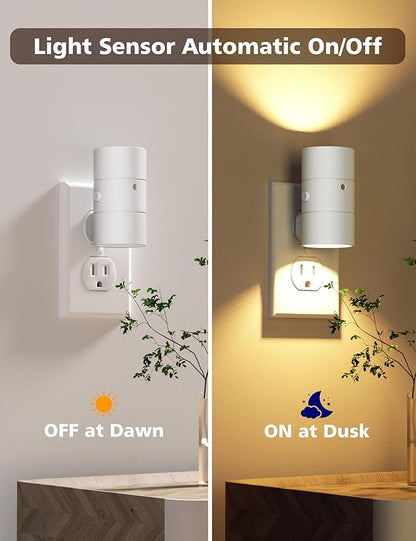 JOFIOS Night Lights Plug Into Wall,Dimmable LED Nightlight with Dusk to Dawn Sensor,0-100LM Adjustable Brightness,3 Color Temperatures,Night Light for Hallway Bathroom Stair Bedroom,White,4 Pack
