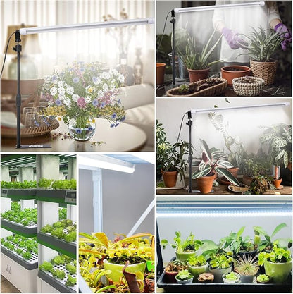 Standing LED Grow Light，Adjustable 2ft T8 Bar Plant Light, White 4500K Full Spectrum Plant Grow Lamp on Stand for Indoor Plants Seed Starting, Seedlings, Veg, Flower