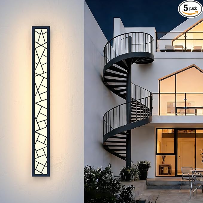 Outdoor Wall Lights 39.4inch Modern Outdoor Wall Sconce LED Long Wall Sconces Black Front Porch Light Waterproof Led Wall Light IP67 3000K Exterior Lighting Fixtures