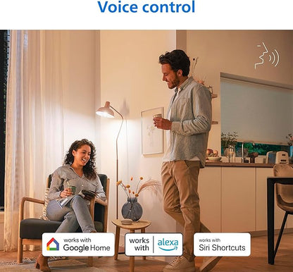 Philips Smart LED Full Color Light Bulb 4-Pack, A19 60W 800LM E26 Indoor, Sunset to Sunrise Automation + Motion Detection + Control with Voice or App, Matter Compatible