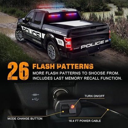 XRIDONSEN 2 in 1 Red Blue Traffic Advisor Police Light Bar 144 LED Interior Front Windshield Dash Rear Window Police Lights Emergency Strobe Warning Hazard Safety for Vehicles Trucks (2x17.7 inch)