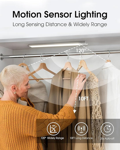 12 Inch Under Cabinet Lighting, 3Pack 5CCT Dimmable Closet Lights, Motion Sensor LED Lights of Battery Operated, Rechargeable Under Counter Light for Kitchen, Stairs, Bedroom, Wardrobe