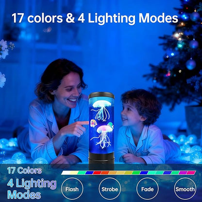 Jellyfish Lamp With Bluetooth Speaker, 17 Colors Changing & 4 Lighting Modes Jelly Fish Light Lamp, USB Powered Jellyfish Decor Light, Christmas Halloween Gifts for Teen Room Decoration, Black