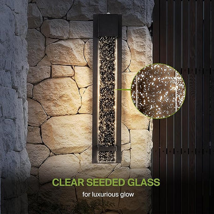 ASD LED 24" Bubble Glass Wall Light Fixture, Outdoor Dusk to Dawn Sconce | 3CCT, Waterproof, Photocell, ETL Listed | 12W 500LM 3000-5000K 120V | Exterior Lantern, Porch Lighting | Black, 4 Pack
