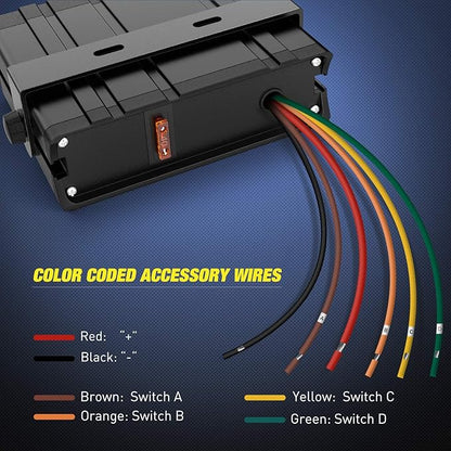 Nilight 4 Gang Rocker Switch Box SPST Toggle Panel 12V 24V 20A 40Amp Max for Automotive Cars Vehicles Boats RVs Campers SUVs