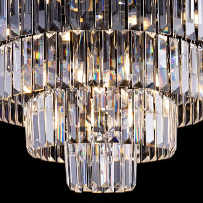 Wellmet Crystal Chandelier, 6-Tier Large Luxury Crystal Chandelier, 31'' Black Crystal Pendant Light for Living Room, Dining Room, Bedroom, Entryway, Hallway, Corridor,