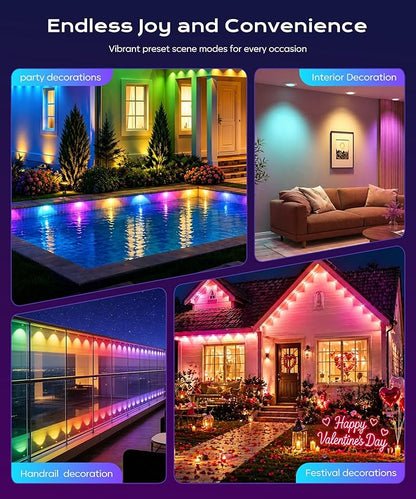 Permanent Outdoor Lights for House,50ft RGB+IC Lights with 16 Million Colors & 50 Scene Modes, App/Remote Control, IP67 Waterproof, DIY Music Sync, for Christmas, Holiday & Party Decor