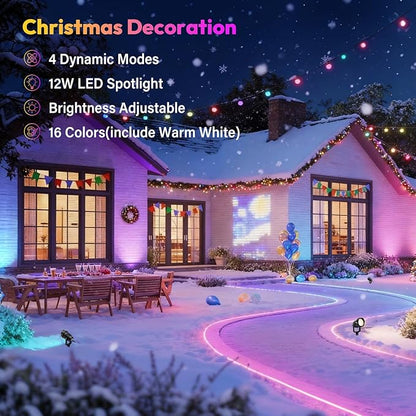 Halloween Christmas Spotlight Outdoor Color Changing Landscape Spotlights,12W RGBW LED Outdoor Spot Lights for Yard Garden Decor,Waterproof 110V Plug in Landscape Lighting with Remote,2 Packs