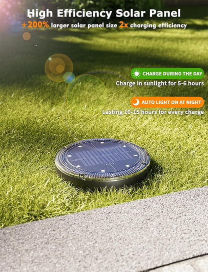 Color Changing Solar Ground Lights with 33ft Long Distance Remote Control - Flat Solar Lights Outdoor Waterproof - Pathway Lights Solar Powered for Yard Decorative Outside Lawn Walkway [12 Pack]