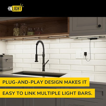 GETINLIGHT 12-inch Plug-in LED Under Counter Lights for Kitchen, Day Light 5000K, Pack of 3, IN-0110-23-SN-5K