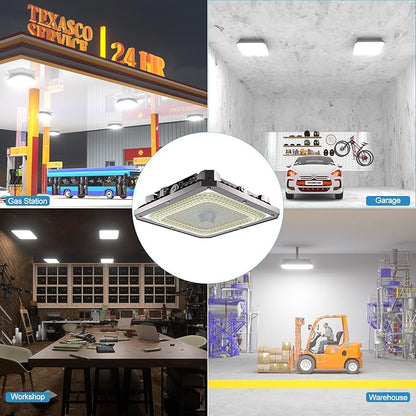 Lightdot 100W LED Canopy Celling Lights, Large Coverage 15000LM Canopy Light Outdoor LED for Garage Carport Entrance Porch Barn 5000K, 100-277V IP65 Waterproof, ETL Listed - 2Pack
