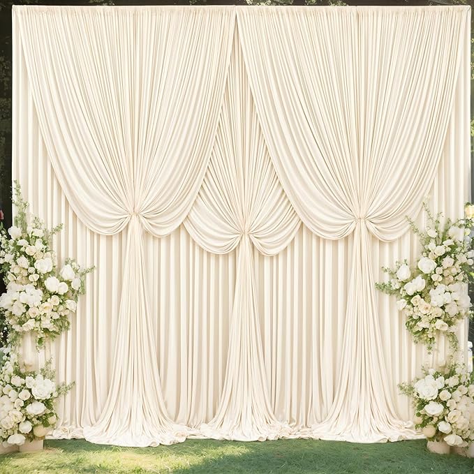 10x12 Champagne Backdrop Curtains for Wedding Party Wrinkle Free Backdrops Curtain Drapes Fabric Decorations Photo Back Drop Cloth for Baby Shower Photography Stage Reception 5ft x 12ft,2 Panels