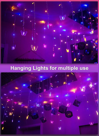 Butterfly Fairy Lights for Bedroom Curtain Ceiling Wall Decor USB Plug-in 120 Led 19.7FT Twinkle String Light with Remote, for Toddler Teen Girls and Christmas Decorations