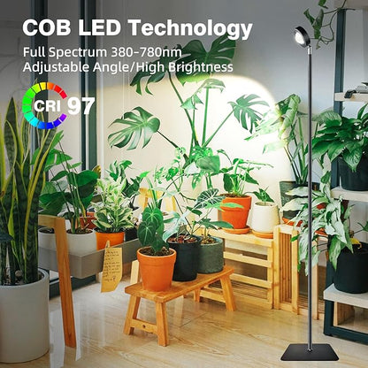 20W Full Spectrum Grow Light, High PPFD&CRI COB LED Floor Plant Lamp with 6/8/12H Timer, Warm White 3000LM Adjustable Height (28"-83") & Angle, Grow Lights for Indoor Plants, Succulents & Flowers