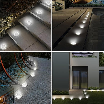 vighep Solar Ground Lights,18 Pack Flat Solar Lights Outdoor Waterproof, Bright LED Solar Disc Lights, 6000K Cool White Landscape Lighting for Outside Yard Garden Pathway Driveway Lawn