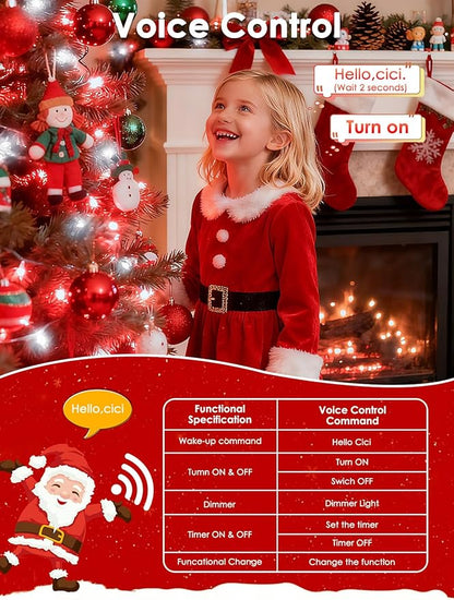2026 New Voice Control Connectable 2PK 164FT 400LED Christmas String Lights Indoor Outdoor with Remote | Smart Twinkle Fairy String Lights 12 Modes & Timer for Xmas Tree Decor (Red & White)