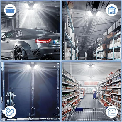 Aoretic LED Garage Lights Bulb 8 Panels 2 Pack -200W, 20000LM 6500K Led Shop Light with 8 Deformable Panels, Basement Barn Light Garage Ceiling Lights