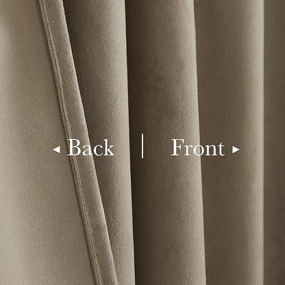 StangH Camel Beige Sliding Door Curtains - Super Soft Velvet Thermal Insulated Drapes Luxury Back Tab Privacy Room Dividers for Living Room Theater Store Office, W100 x L96, 1 Panel