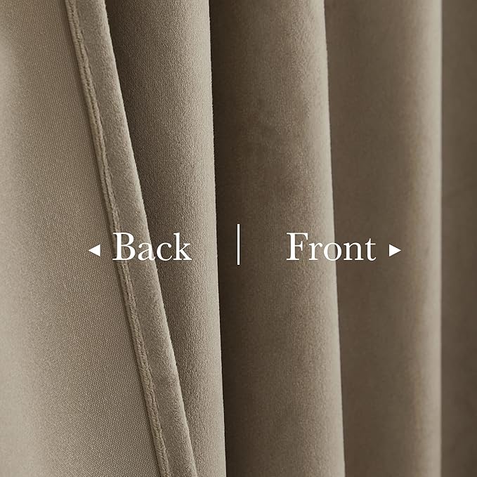 StangH Camel Beige Velvet Curtains Back Tab Thermal Insulated Privacy Room Divider for Doorway/Bedroom, Room Darkening Window Panels for Living Room, W42 x L80, 1 Panel