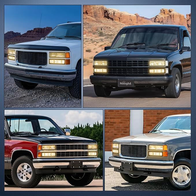 Nilight Parking Turn Signal Light Compatible with 1988 1989 1990 1991 1992 1993 1994 1995 1996 1997 1998 Chevy GMC C10 C/K 1988-1999 Silverado Suburban Sierra Blazer Tahoe Yukon Front Bumper Lights
