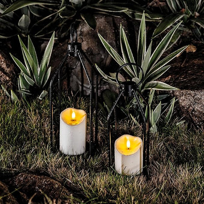 Homemory Outdoor Waterproof Flameless Candles, LED Candle with Remote and Timer, Battery Operated Candles, Electric Fake Plastic Candles, Ivory White, Set of 3