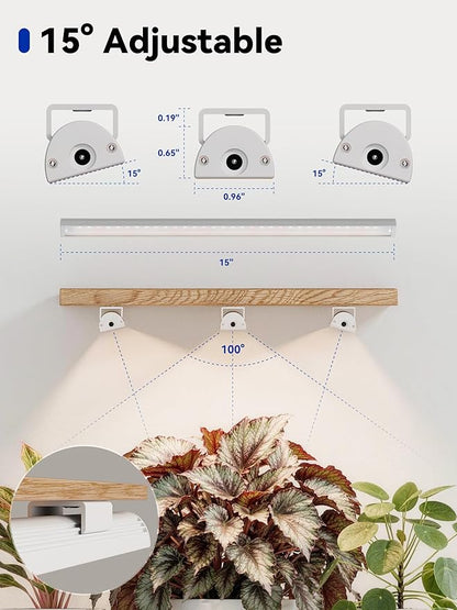 GLOWRIUM Smart Grow Lights for Indoor Plants with APP, 15" Full Spectrum Grow Light Strips, G6 Plant Light Strip with auto Timer, 3 Angle dimming Levels for Plant Shelf, 4-Pack (White, 32W)