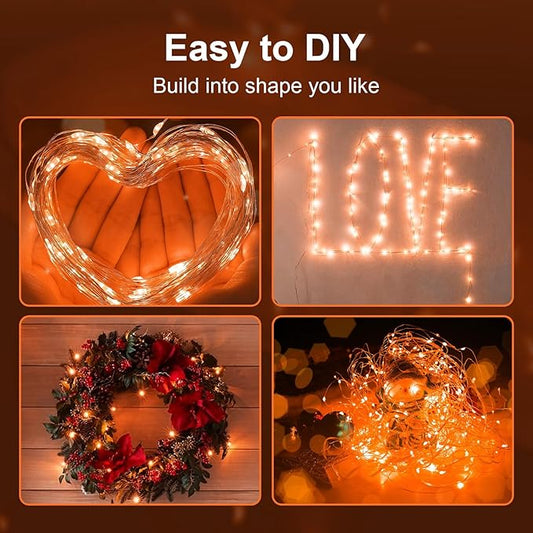 ZGWJ Fairy Lights Battery Operated, 8 Pack Orange Twinkle String Lights 20 LED 7FT Waterproof for Bedroom Decor, Halloween, Christmas, Wedding Party Indoor and Outdoor Decoration