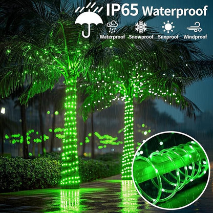 LairtPOW Solar Rope Light Waterproof 39FT 100LEDs Outdoor IP65 Solar String Lights for Easter Outside Party Garden Yard Home Wedding Christmas Halloween Holiday St. Patrick's Day Tree Lighting(Green)