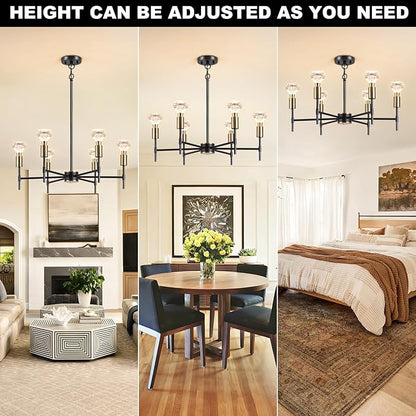 Black Crystal Pendant Light, Modern Black Restaurant Lighting Ceiling Pendant Light, Suitable for Kitchen Island Restaurant Lighting fixtures, with Light Bulbs