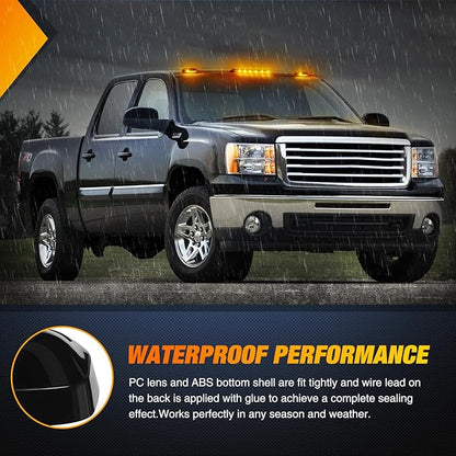 Nilight LED Cab Marker Lights 3 PCS Smoke Lens Amber Clearance Roof Running Light Compatible with 2007-2014 Silverado Sierra 1500 2500 3500 2500HD 3500HD