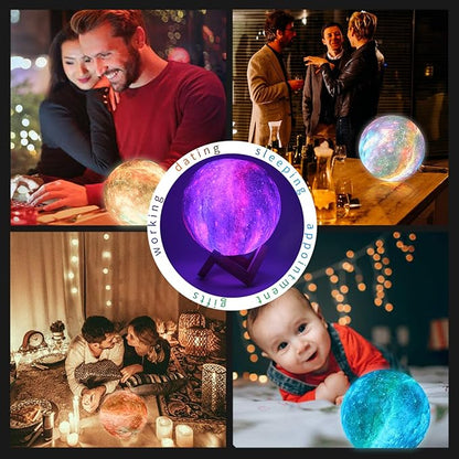 Moon Lamp Kids Night Light Galaxy Lamp - 16 Colors Moon Light with Wood Stand Remote & Touch Control USB Rechargeable Gift for Girls Lover Birthday - 5.9 inch