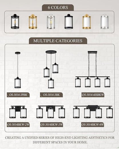 Black Pendant Lights Kitchen Island 3 Pack, Modern Kitchen Pendant Lighting Over Island with Milk Glass, Farmhouse Mini Hanging Light for Sink Dining Room, OS-3014-3PBK