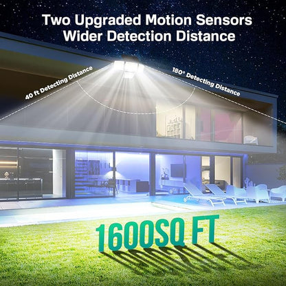 LYWALT Solar Outdoor Lights - 3000LM 188 LED Motion Sensor Outdoor Lights, 4 Heads Security Light,IP65 Waterproof, Easy Install,270°Wide Angle Flood Wall Light with 3 Modes for Backyard Yard (3 Pack)