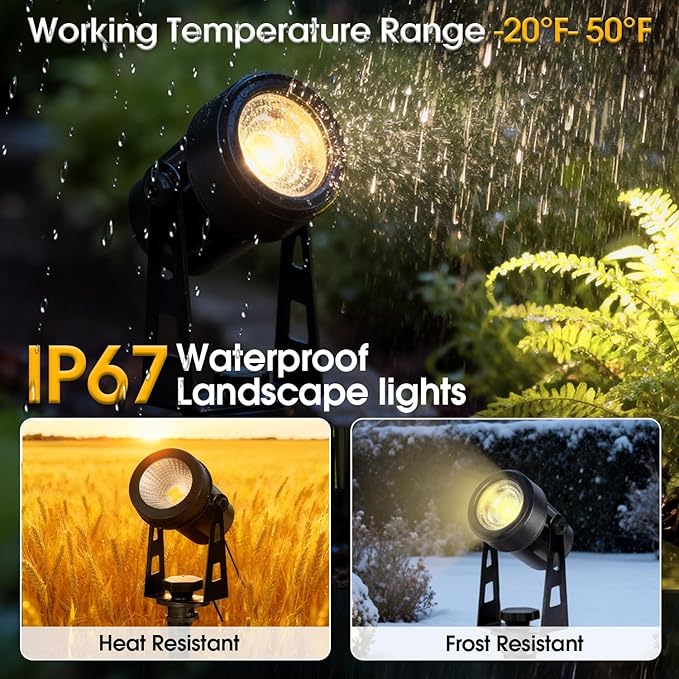 CPLIRIS Outdoor Landscape Lighting Outdoor Spot Lights with Transformer for Yard, Plant, Lawn, Tree, Flags, House, Garden, Fence Use, IP65 Waterproof & Connectable- 3 Pack (3)