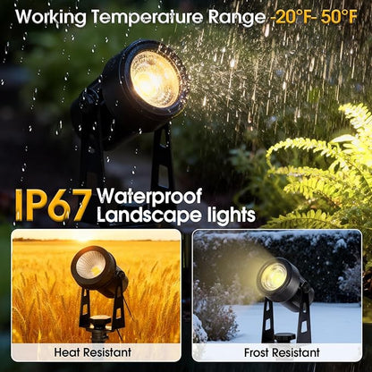 CPLIRIS Outdoor Landscape Lighting, LED Spot Lights Kit for Garden, Yard, House, Lawn, Tree, Flags, Fence Use, Warm White 2700k-3300k, IP67 Waterproof & Connectable - 8 Pack