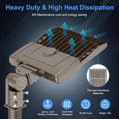 200W LED Parking Lot Light Power Adjustable, Dusk to Dawn LED Shoebox Flood Pole Light Outdoor Parking Lighting with Slip Fit 30,000LM 5000K IP65 Waterproof 100-277V UL Listed