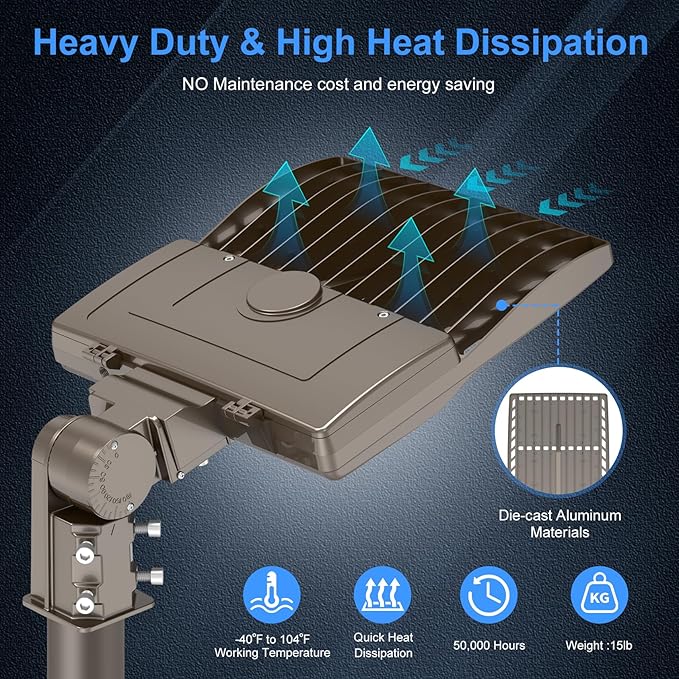 KUKUPPO 200W LED Parking Lot Light Power Adjustable, UL Listed LED Shoebox Parking Pole Light 30,000LM Commercial 5000K IP65 Waterproof Outdoor Area Lighting with Slip Fitter 100-277VAC