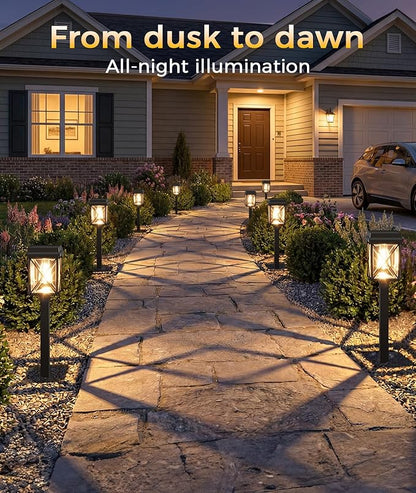 XMCOSY+ Solar Lights Outdoor Waterproof, 6 Pack Adjustable Brightness Solar Pathway Lights, 3-in-1 Landscape Light for Yard Backyard Driveway Walkway Landscape Path (Warm/Cool White)