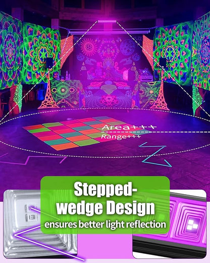 THECHAM 42W LED Black Light Bar, Blacklight Bar with 6ft Cord+Plug+Switch, Black Lights for Glow Party, Fluorescent Poster, Body Paint, Birthday, Halloween, Bedroom, Classroom