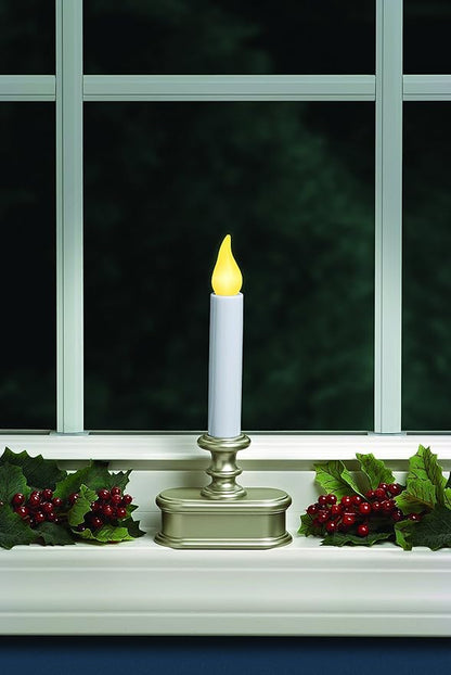 Xodus Innovations FPC1221P-R6 Battery Operated LED Dusk to Dawn Window Candle with Amber Steady On or Flicker Flame,Pewter/Silver Pack of 6