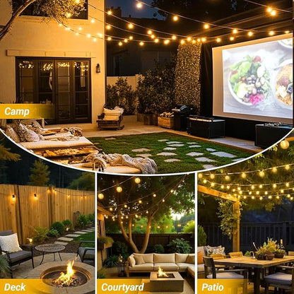 LAMPHOME 4 Pack LED Outdoor String Lights, 26FT Yellow Patio Lights with 12+1 Edison Shatterproof Bulbs,Waterproof Connectable Dimmable Outside Hanging Lights for Backyard Porch Garden Party Decor