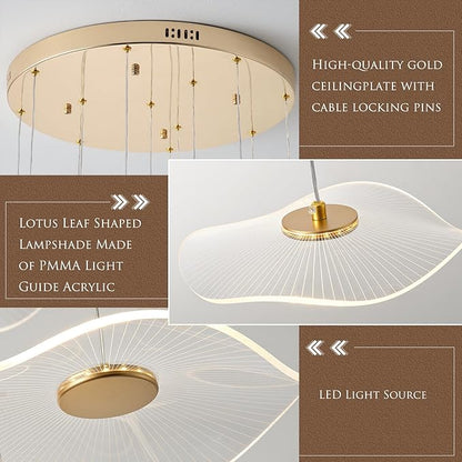 High Ceiling Chandeliers - 24-Light Luxury Gold Spiral Lotus Chandelier Modern Minimalist Dimmable Design for Grand Entrance, Staircase, Villa Dining Room