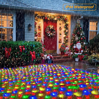 Christmas Net Lights, 610 LED Large Outdoor Net Mesh Lights 34.5X 5ft, 8 Modes Waterproof Twinkle String Lights Connectable for Bushes Christmas Yard Decor, Colorful