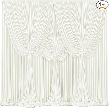 4 Panels Ivory Backdrop Curtains for Wedding Party Wrinkle Free Backdrops Curtain Drapes Fabric Decorations Photo Back Drop Cloth for Baby Shower Photography Stage Reception 20ft(W) x 12ft(H)