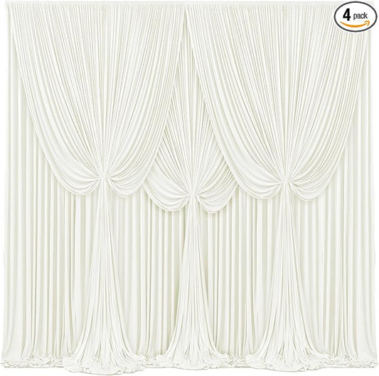 4 Panels Ivory Backdrop Curtains for Wedding Party Wrinkle Free Backdrops Curtain Drapes Fabric Decorations Photo Back Drop Cloth for Baby Shower Photography Stage Reception 20ft(W) x 12ft(H)