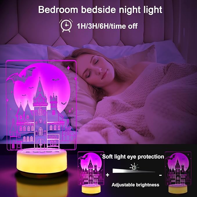New Moon Castle Night Light Enchanted Castle Illusion Light Girl Room Decoration, 14 Colors with timed dimming and Remote Control, Creative Gifts for Boys, Girls and Women